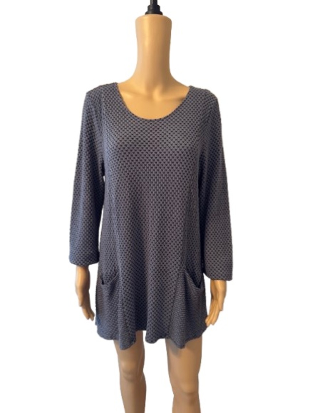 Habitat Women's Heathered Gray Scoop Neck Long Sleeve Tunic with Pockets Large